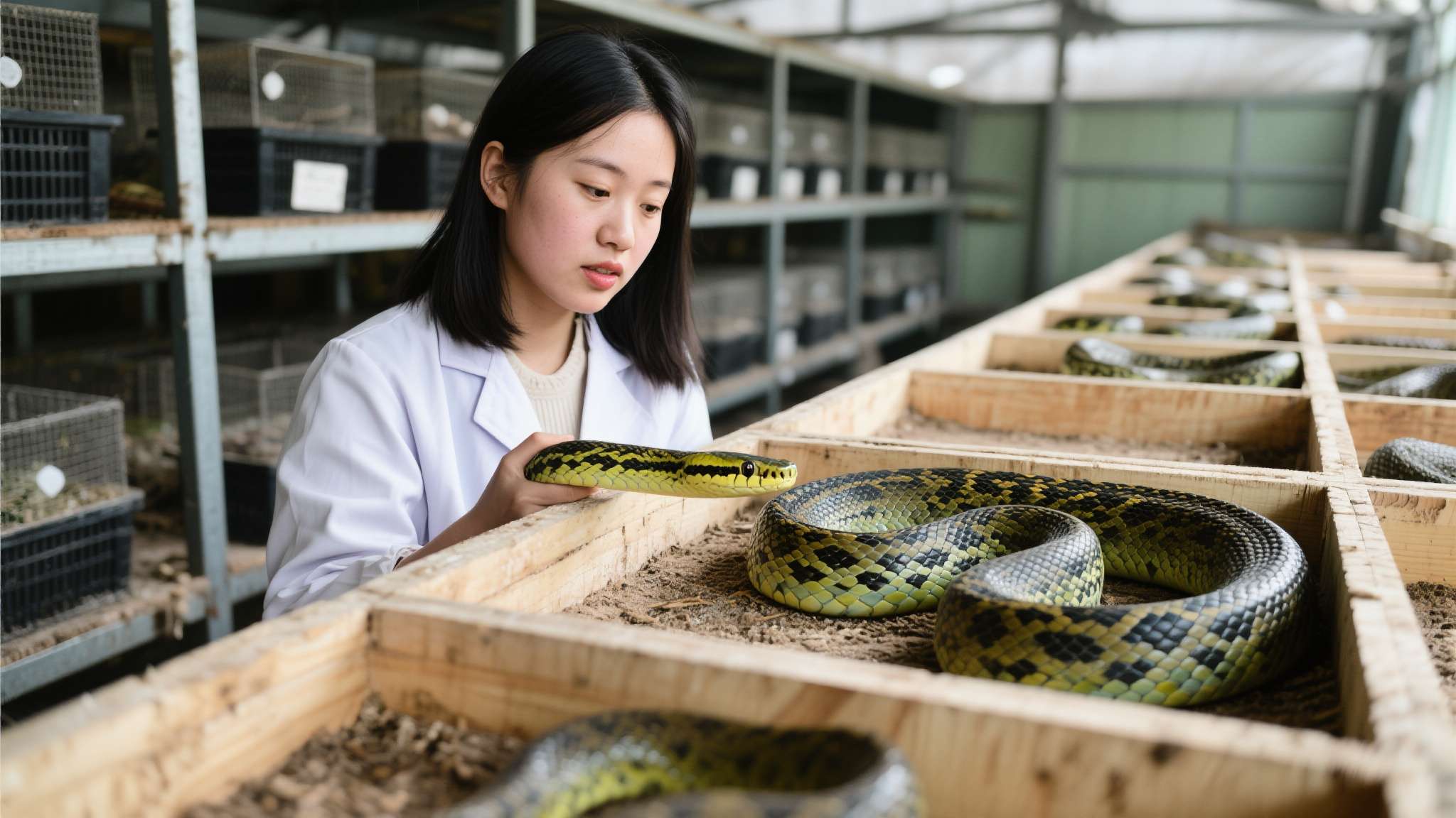 95后养6万多条毒蛇年入百万 "很多人觉得养蛇很恐怖,但在我眼里,这是一门有前景的生意。" 李梦琪在接受采访时
